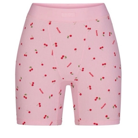 Skims X Lana Del Ray Cherry Blossom Cotton Ribbed Boxer Shorts Pjs Sz M Rare - Picture 9 of 11